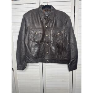 Vintage Noosa Brown Leather Motorcycle Jacket Size Large